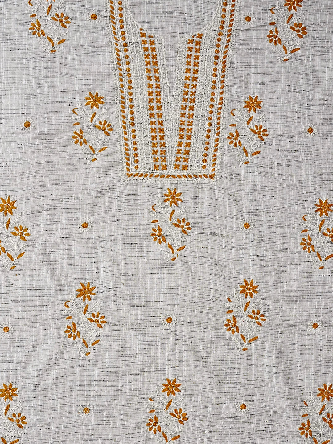 Ada Hand Embroidered Fawn Khadi Lucknowi Chikankari Unstitched Kurta Piece 01A349234