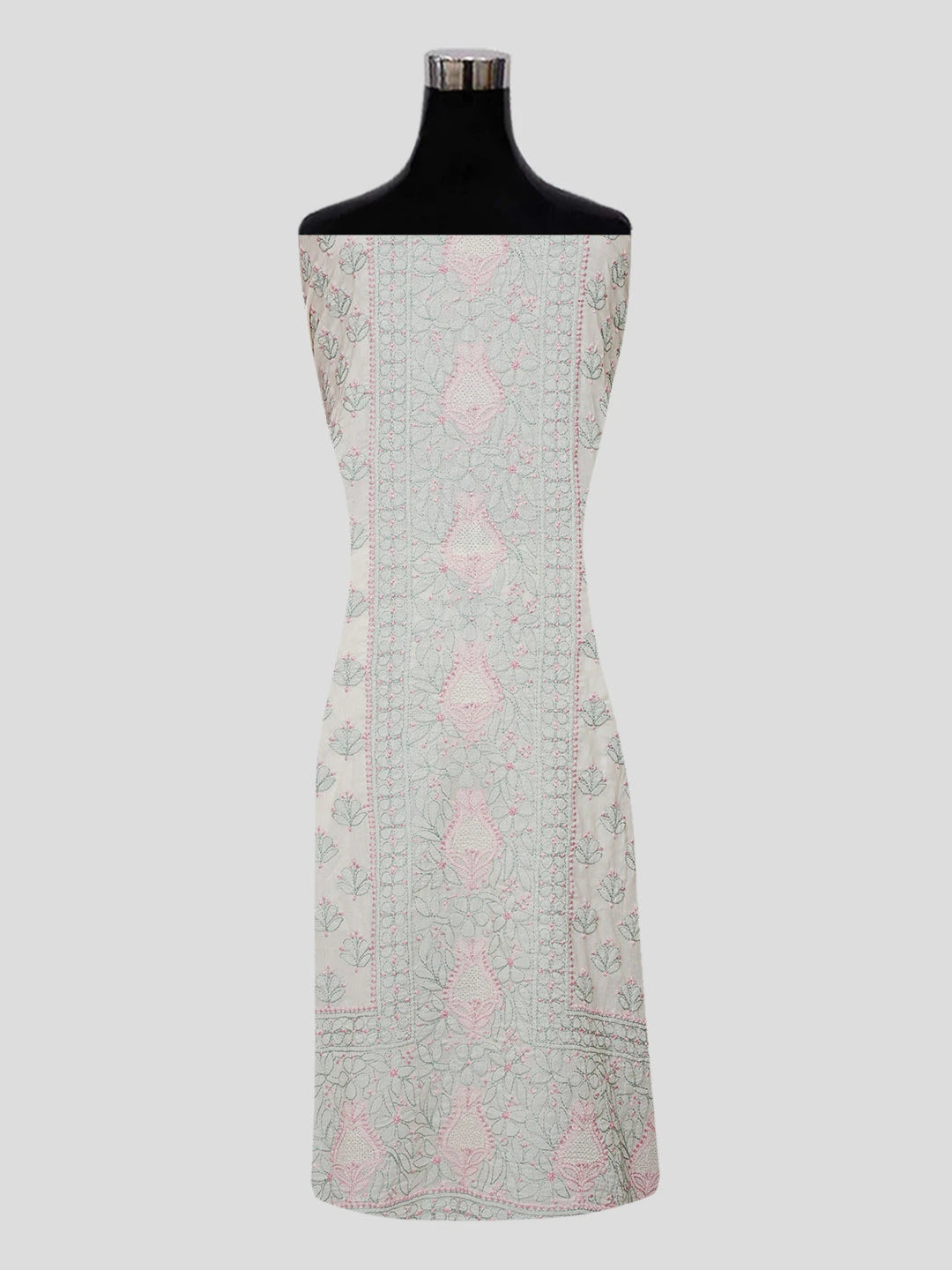 Ada Hand Embroidered Cream Cotton Lucknowi Chikankari Unstitched Suit Piece 01A550442