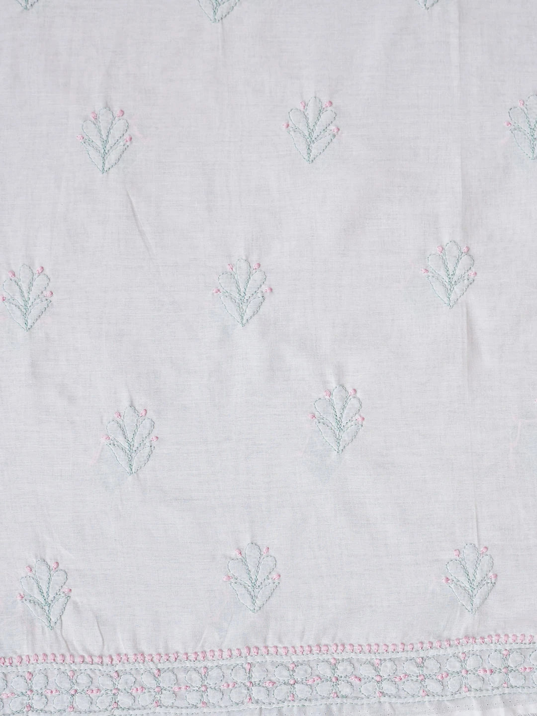 Ada Hand Embroidered Cream Cotton Lucknowi Chikankari Unstitched Suit Piece 01A550442