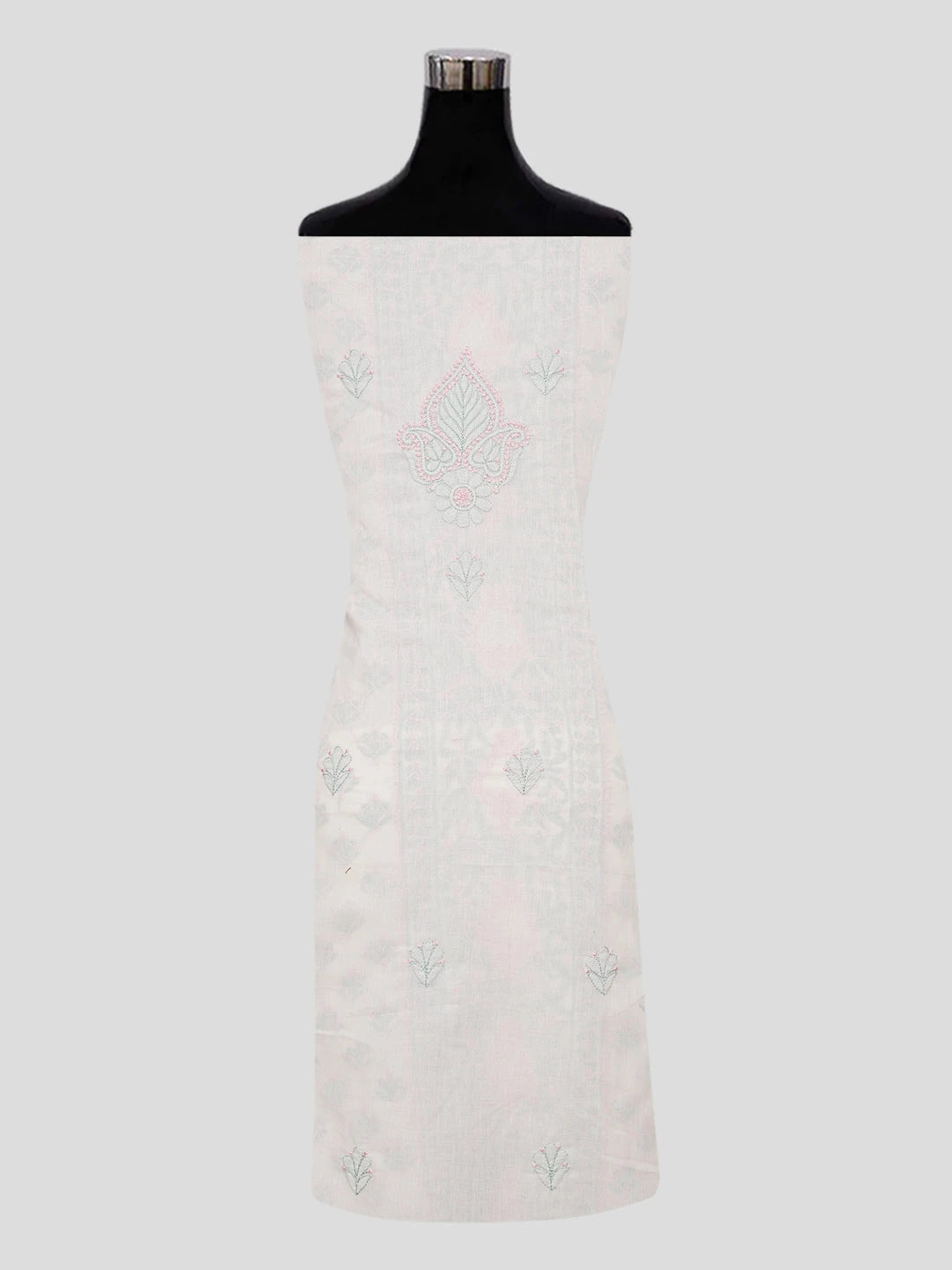 Ada Hand Embroidered Cream Cotton Lucknowi Chikankari Unstitched Suit Piece 01A550442