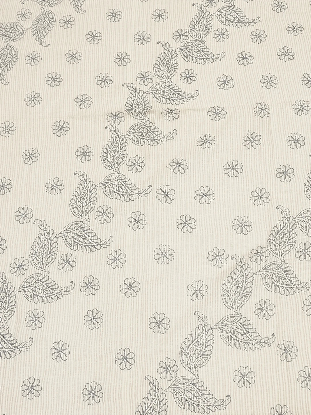 Ada Hand Embroidered White Cotton Lucknowi Chikankari Bed Sheet With Pillow And Cushion Cover Set 01A534140