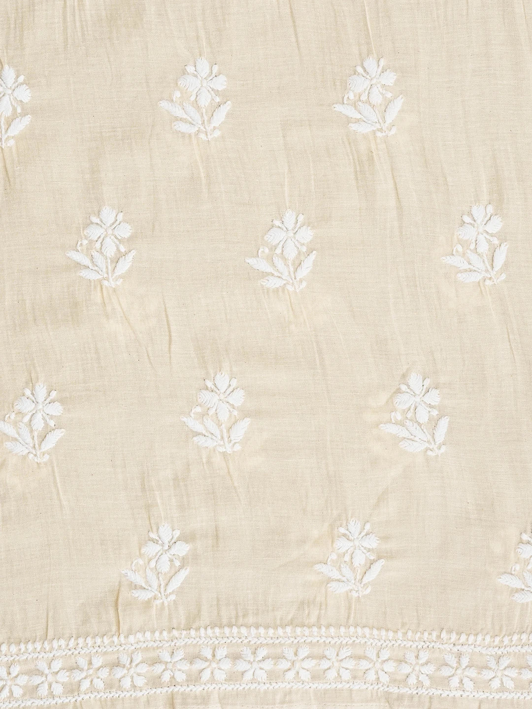 Ada Hand Embroidered Beige Cotton Lucknowi Chikankari Unstitched Kurta Piece 01A535411