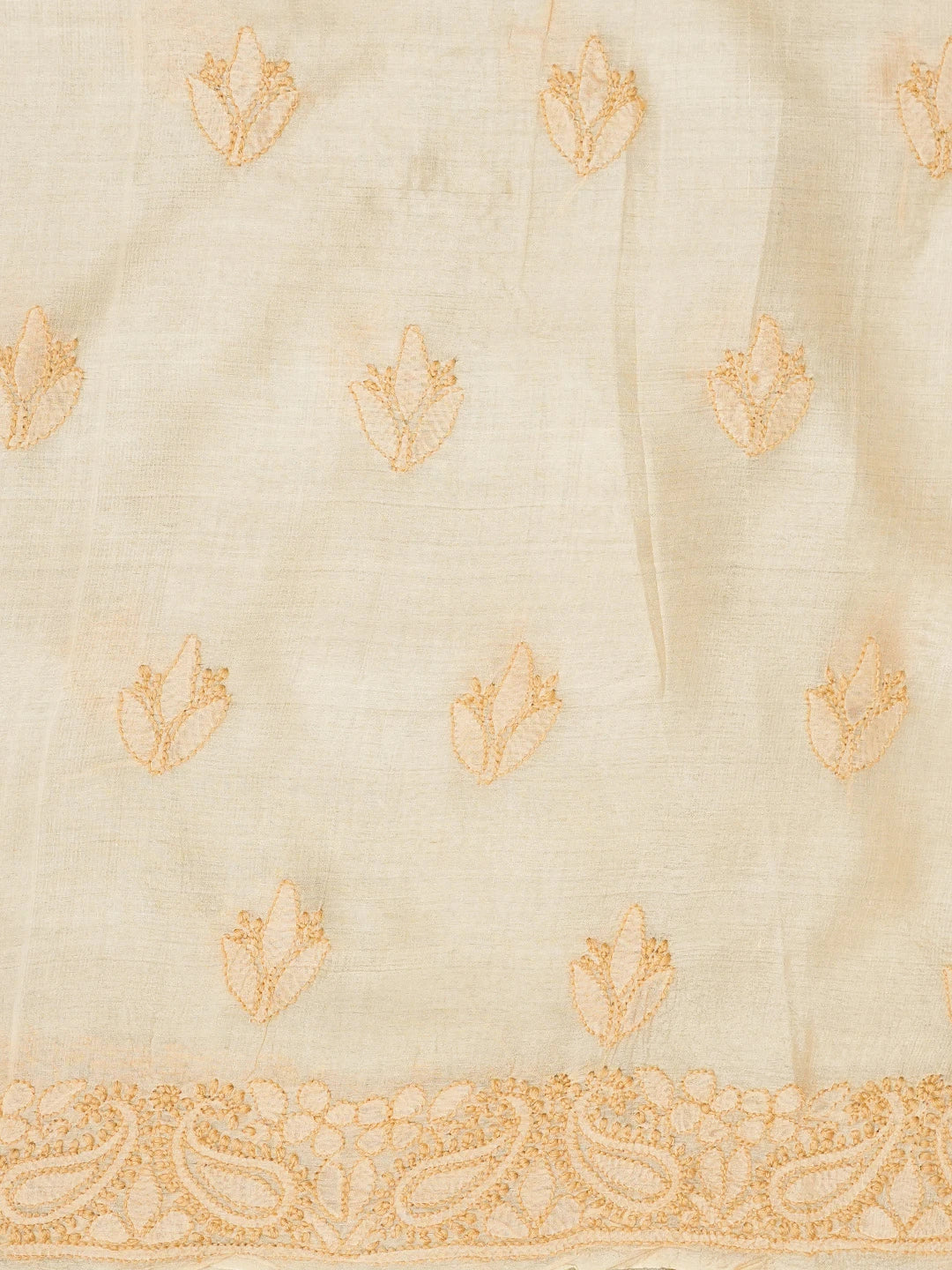 Ada Hand Embroidered Fawn Silk Lucknowi Chikankari Unstitched Suit Piece 01A546591