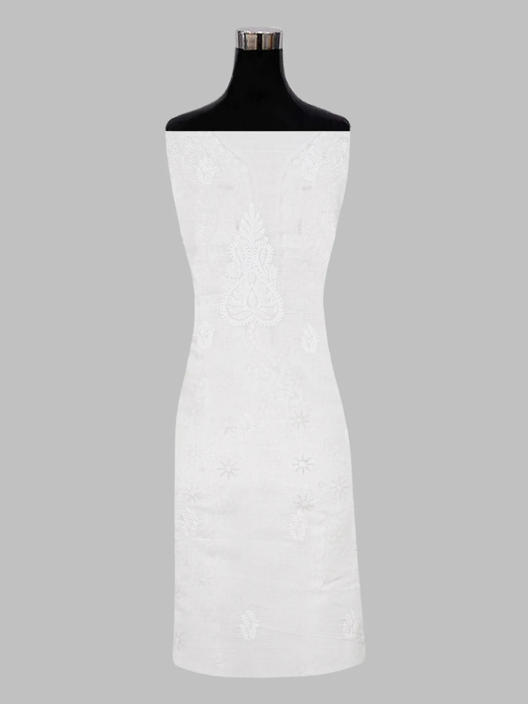Ada Hand Embroidered Cream Cotton Lucknowi Chikankari Unstitched Kurta Piece 01A325441