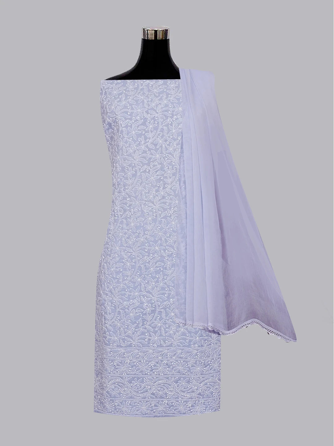 Ada Hand Embroidered Mauve Cotton Lucknowi Chikankari Unstitched Suit Piece 01A550898