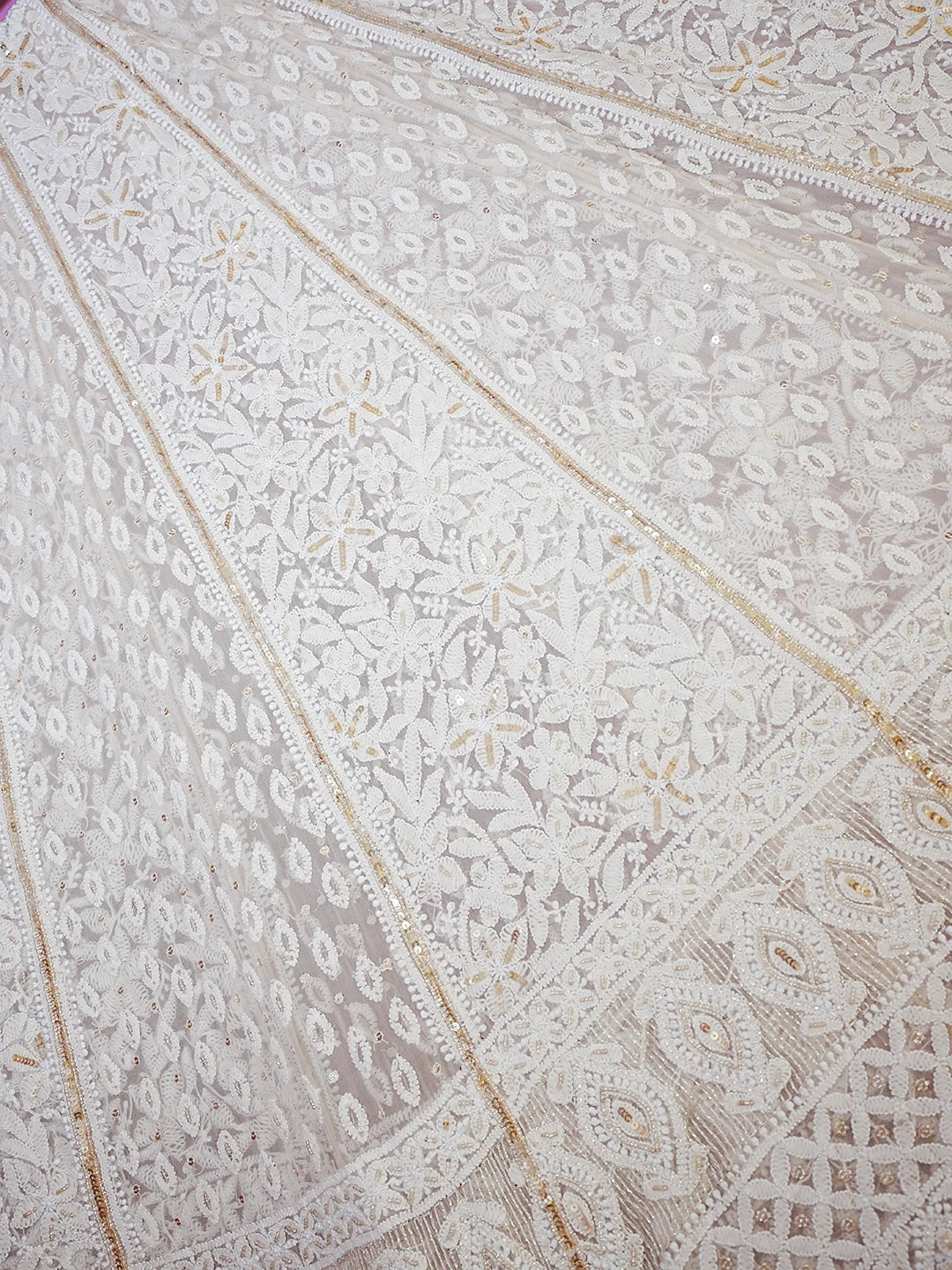 Ada Hand Embroidered Fawn Faux Georgette Lucknowi Chikankari Lehenga Set With Sequinned Work 01A488750