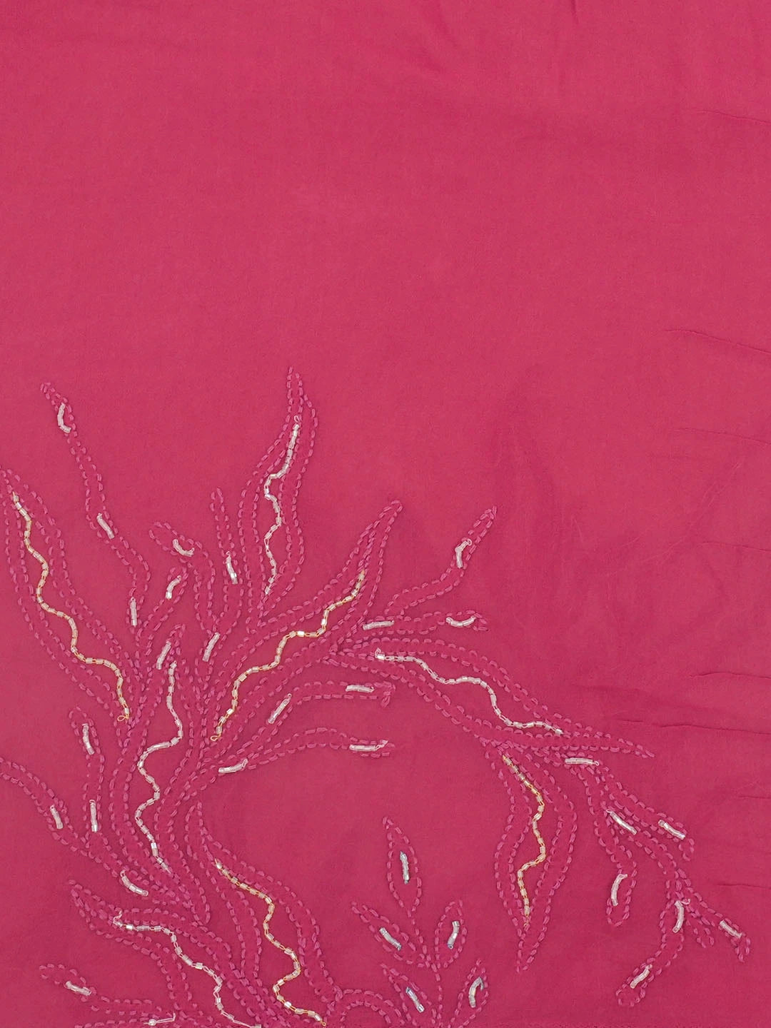 Ada Hand Embroidered Magenta Viscose Georgette Lucknowi Chikankari Saree With Blouse And Cutdana Work 01A475416