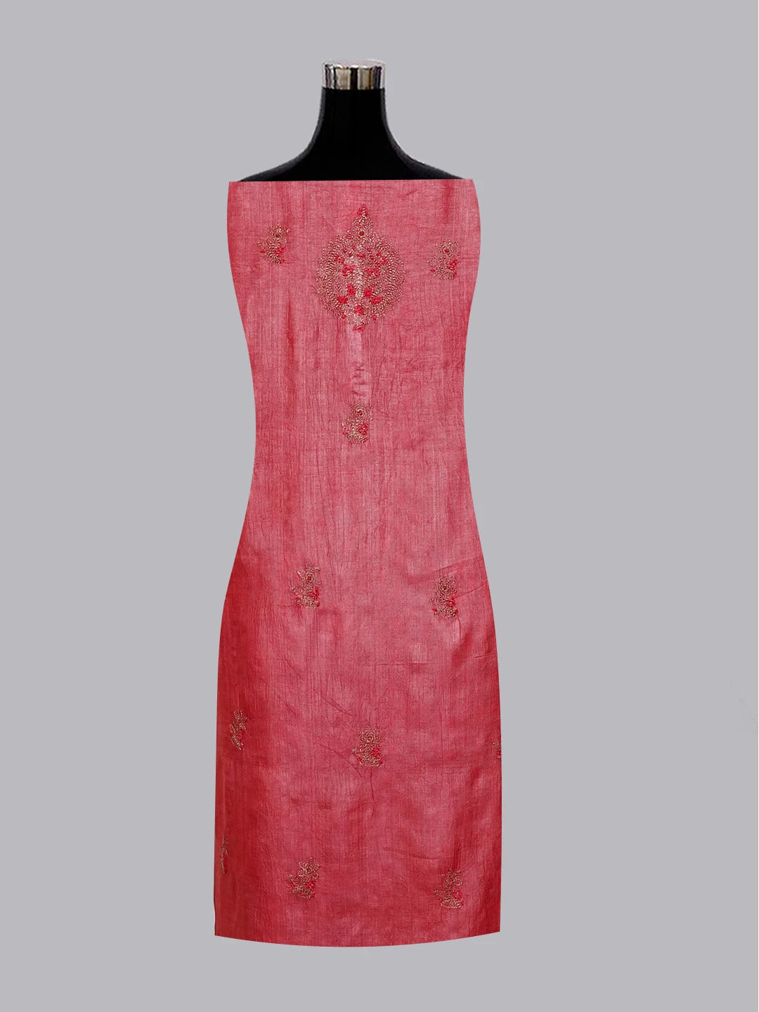 Ada Hand Embroidered Maroon Silk Lucknowi Chikankari Semi Stitched Suit Piece  01A550430