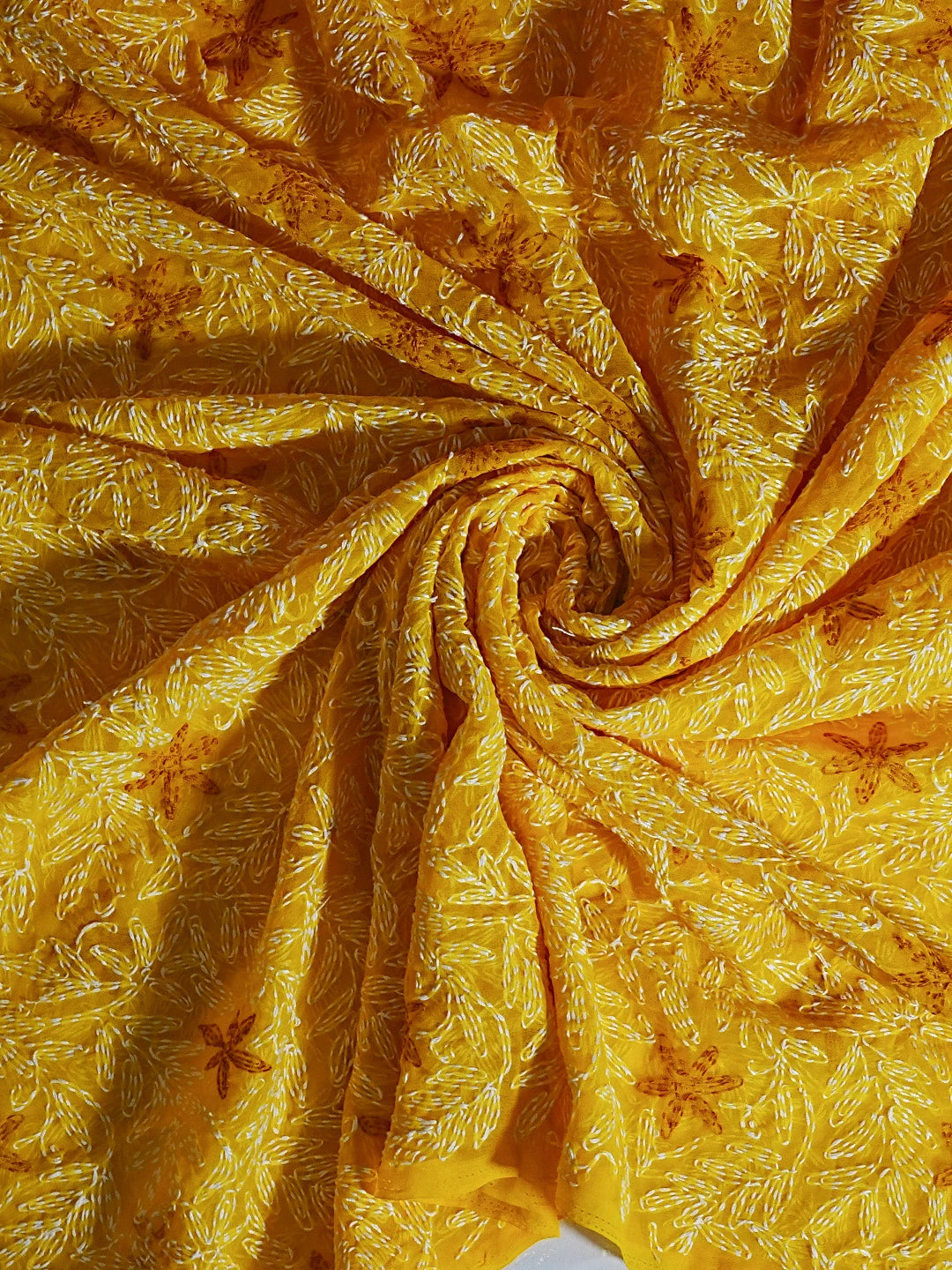 Ada Hand Embroidered Yellow Georgette Lucknowi Chikankari Dupatta 01A412751