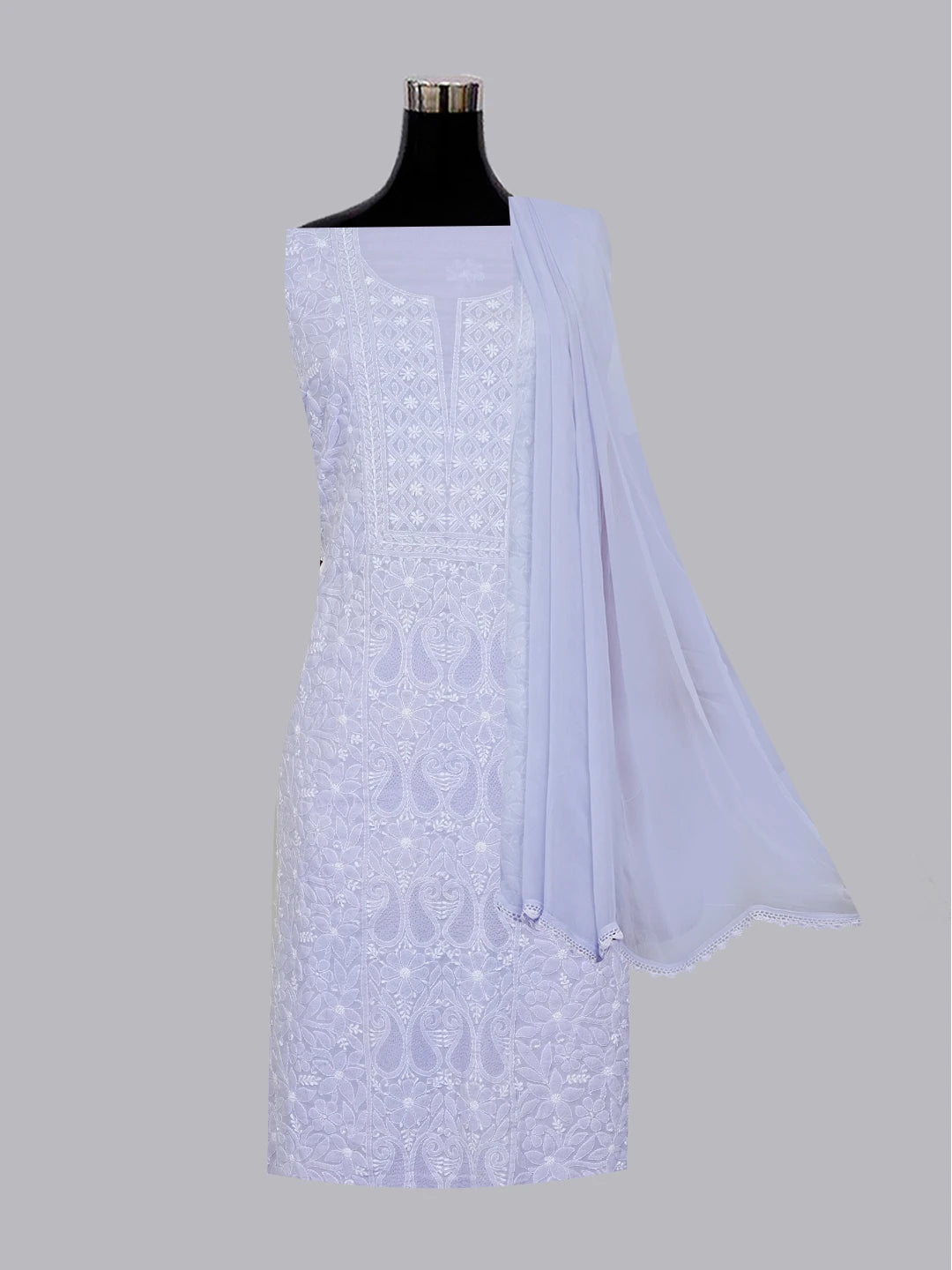 Ada Hand Embroidered Mauve Cotton Lucknowi Chikankari Unstitched Suit Piece 01A550369