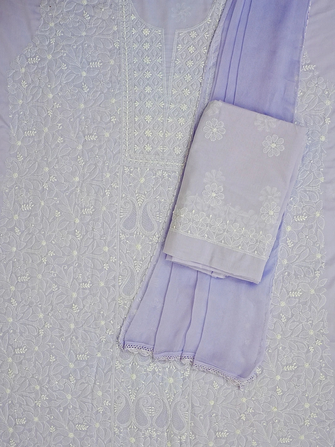 Ada Hand Embroidered Mauve Cotton Lucknowi Chikankari Unstitched Suit Piece 01A550369