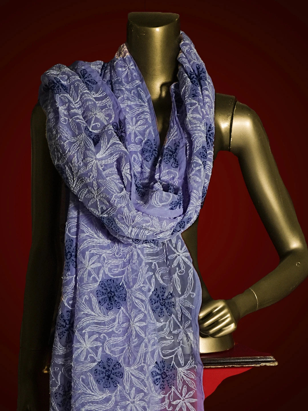 Ada Hand Embroidered Mauve Georgette Lucknowi Chikankari Dupatta 01A412743