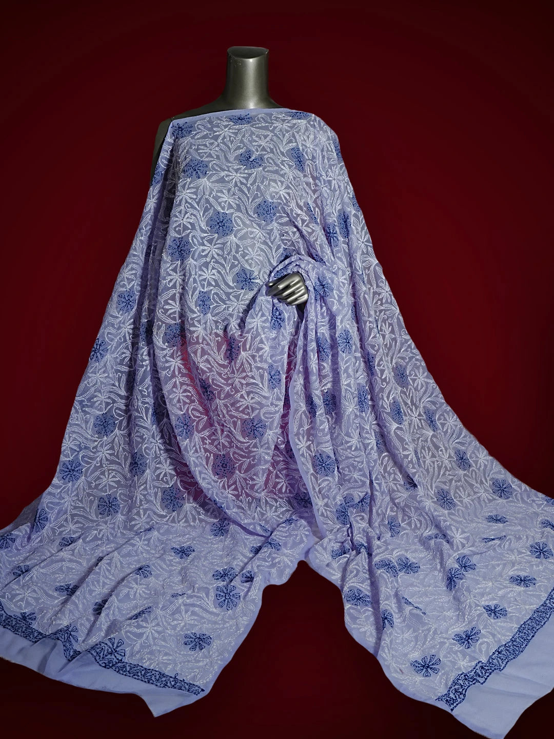 Ada Hand Embroidered Mauve Georgette Lucknowi Chikankari Dupatta 01A412743