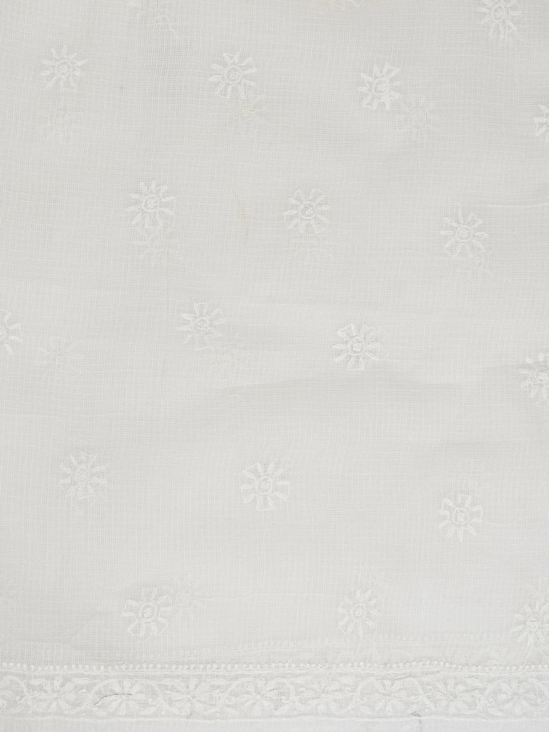 Ada Hand Embroidered Off White Kota Lucknowi Chikankari Unstitched Kurta Dupatta Set 01A508527