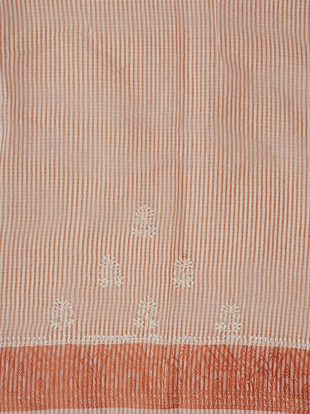 Ada Hand Embroidered Cream Chanderi Lucknowi Chikankari Saree and Blouse 01A554792
