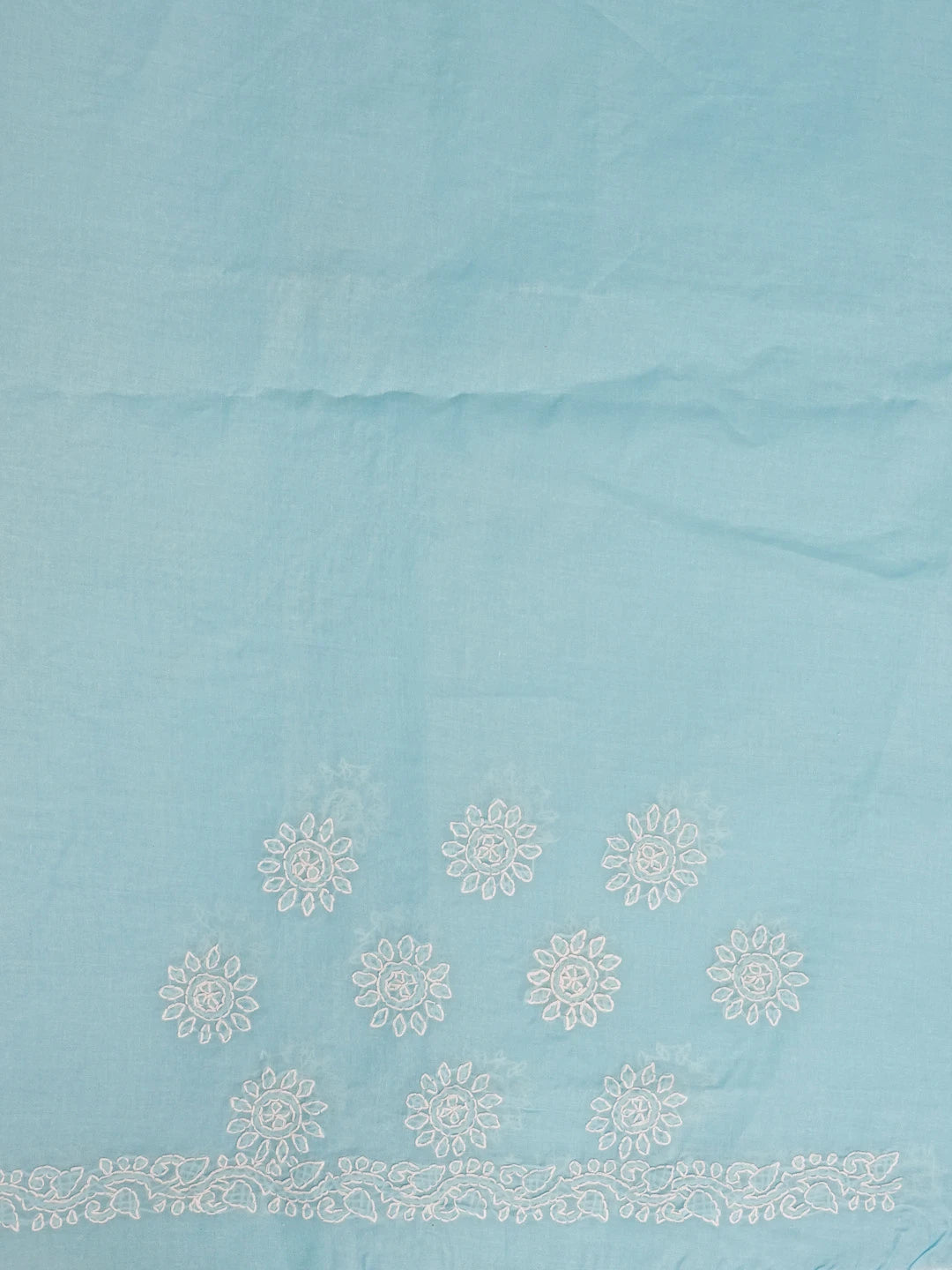 Ada Hand Embroidered Sky Blue Cotton Lucknowi Chikankari Saree with Blouse 01A542894