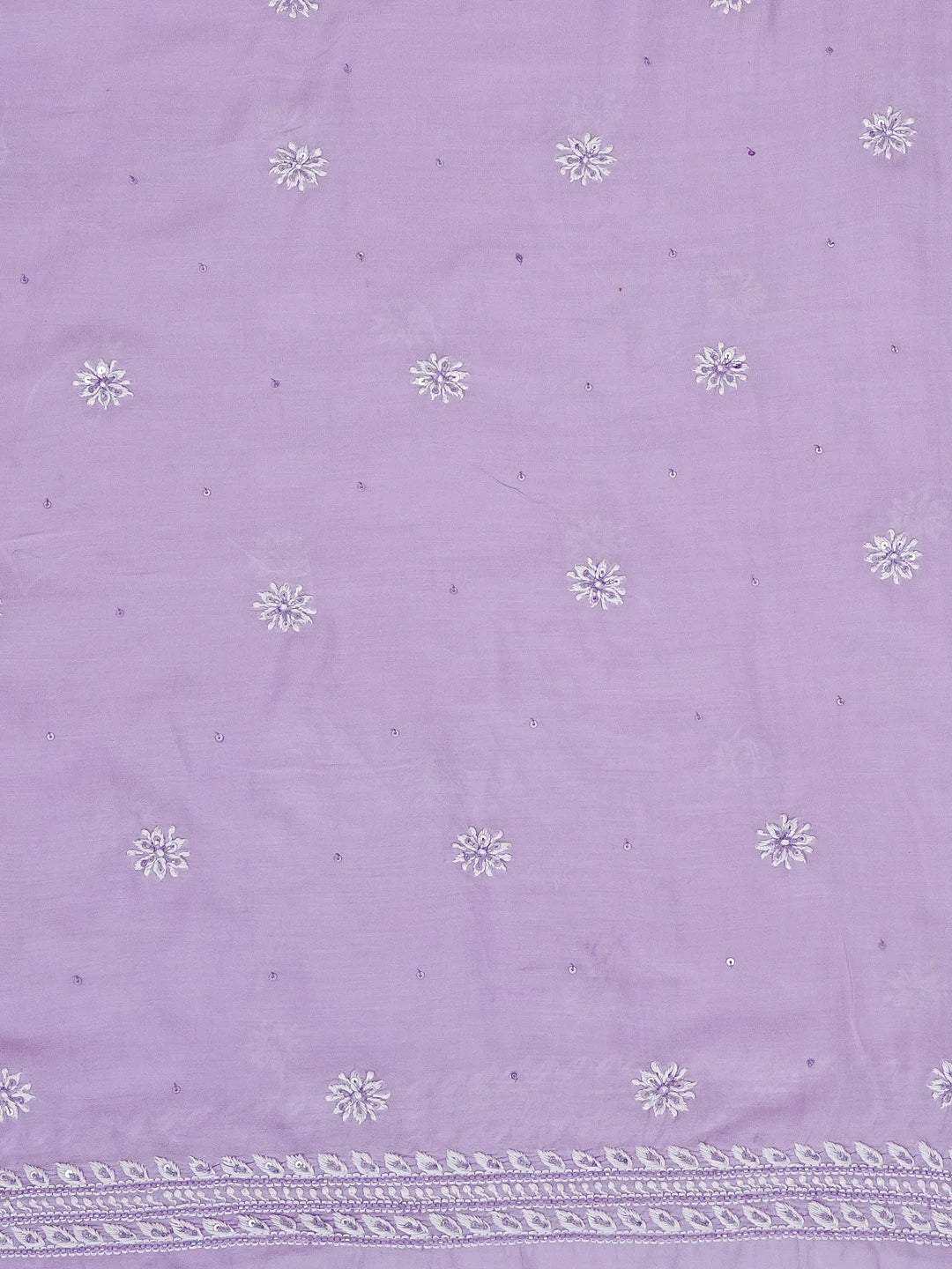 Ada Hand Embroidered Mauve Chanderi Lucknowi Chikankari Unstitched Kurta Dupatta Set With Sequinned Work 01A255886