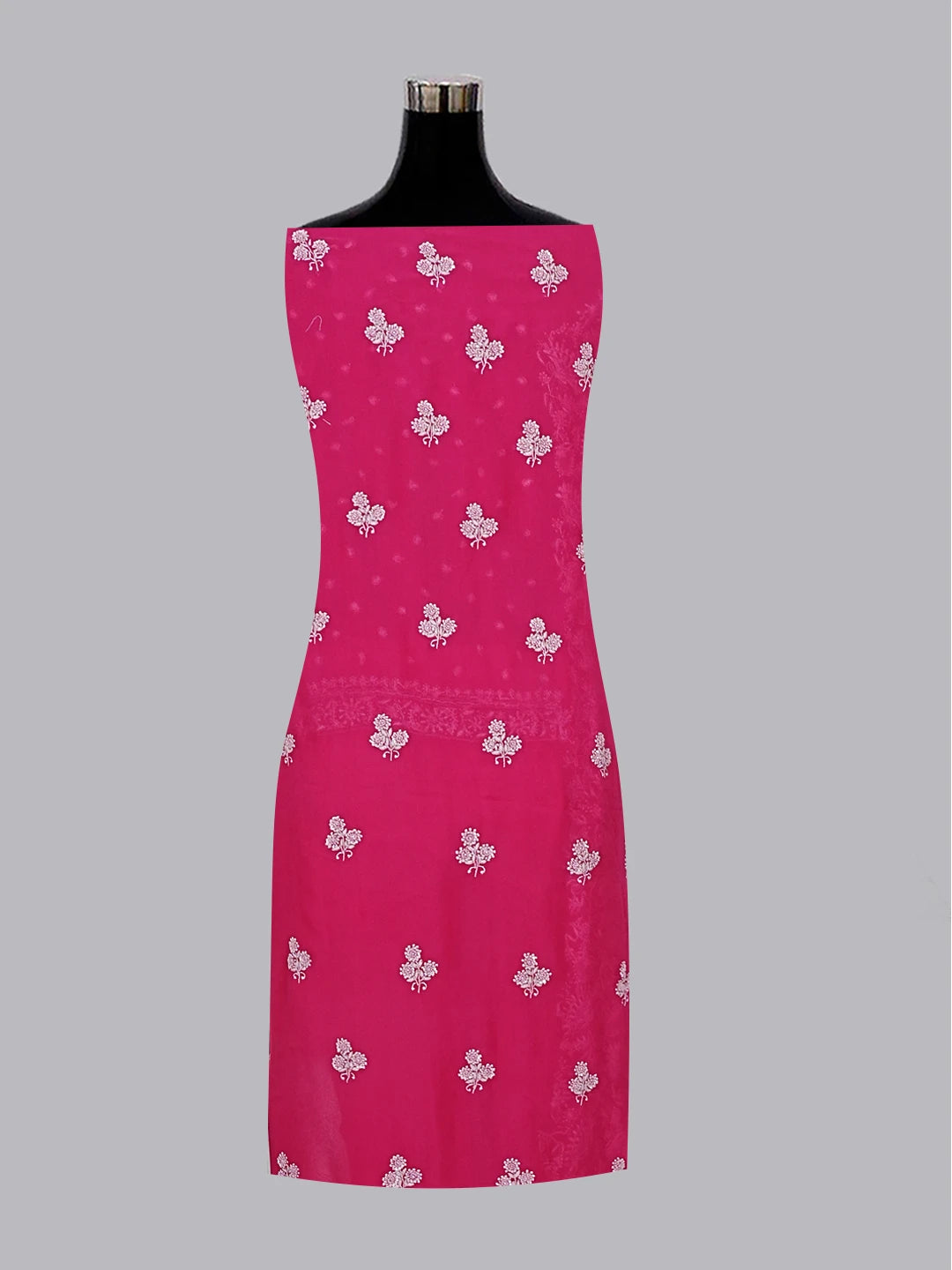 Ada Hand Embroidered Berry Magenta Pure Georgette Lucknowi Chikankari Unstitched Kurta Dupatta Set With Sequinned Work 01A58392