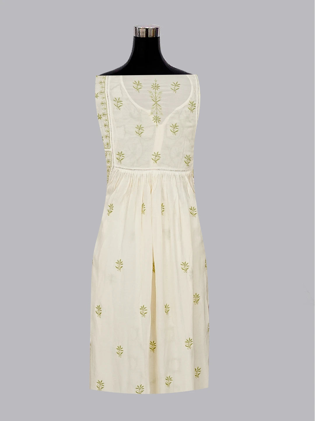Ada Hand Embroidered Beige Muslin Lucknowi Chikankari Semi-stitched Kurta Dupatta Set With Sequinned Work 01A489135