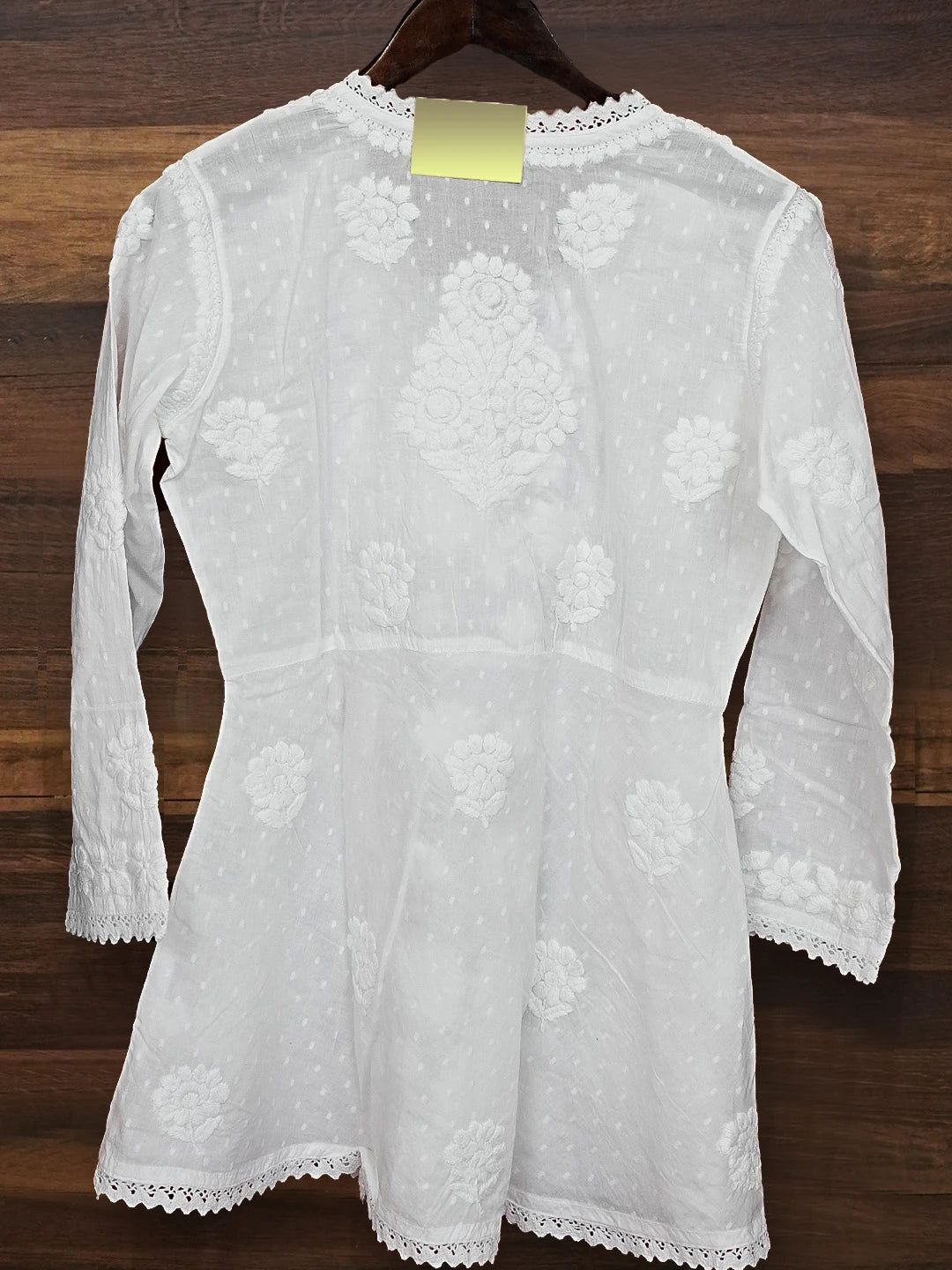 Ada Hand Embroidered White Cotton Angrakha Lucknowi Chikankari Kurti A911399