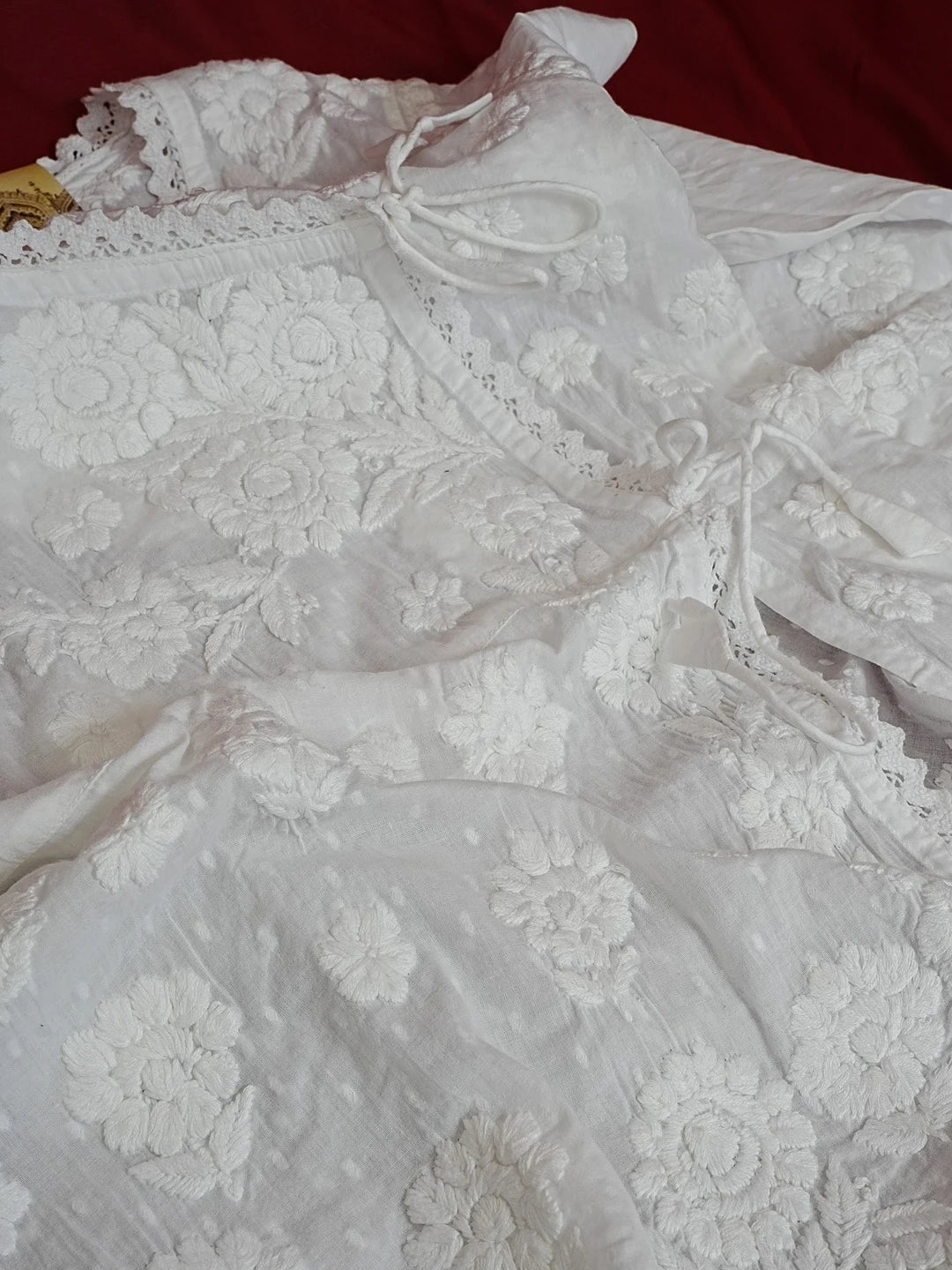 Ada Hand Embroidered White Cotton Angrakha Lucknowi Chikankari Kurti A911399