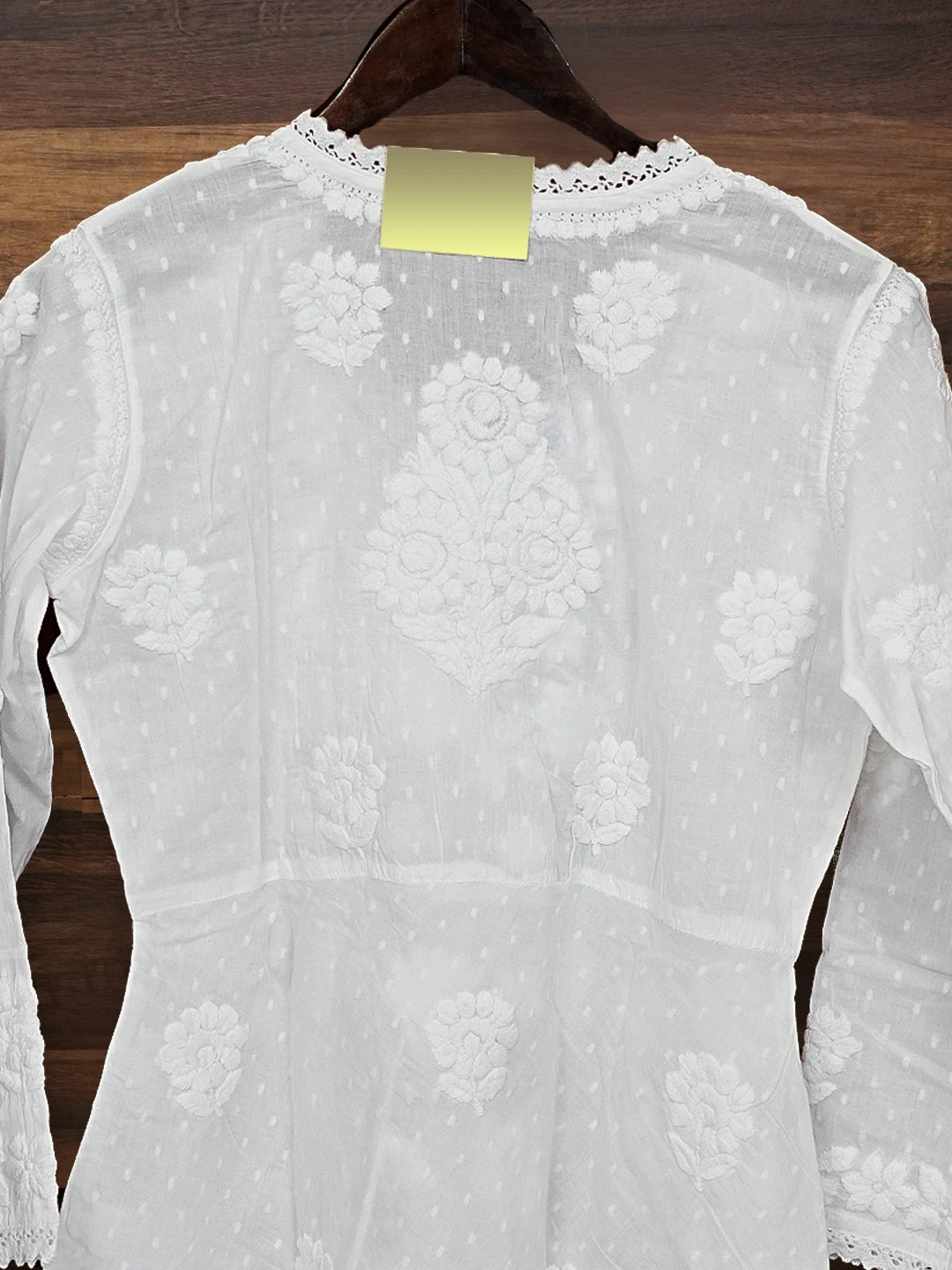 Ada Hand Embroidered White Cotton Angrakha Lucknowi Chikankari Kurti A911399