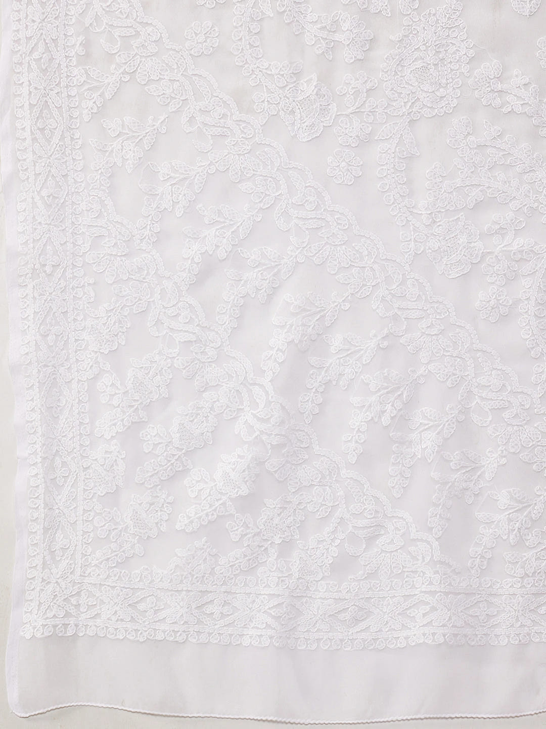 Ada Hand Embroidered White Georgette Lucknowi Chikankari Saree with Blouse A129574