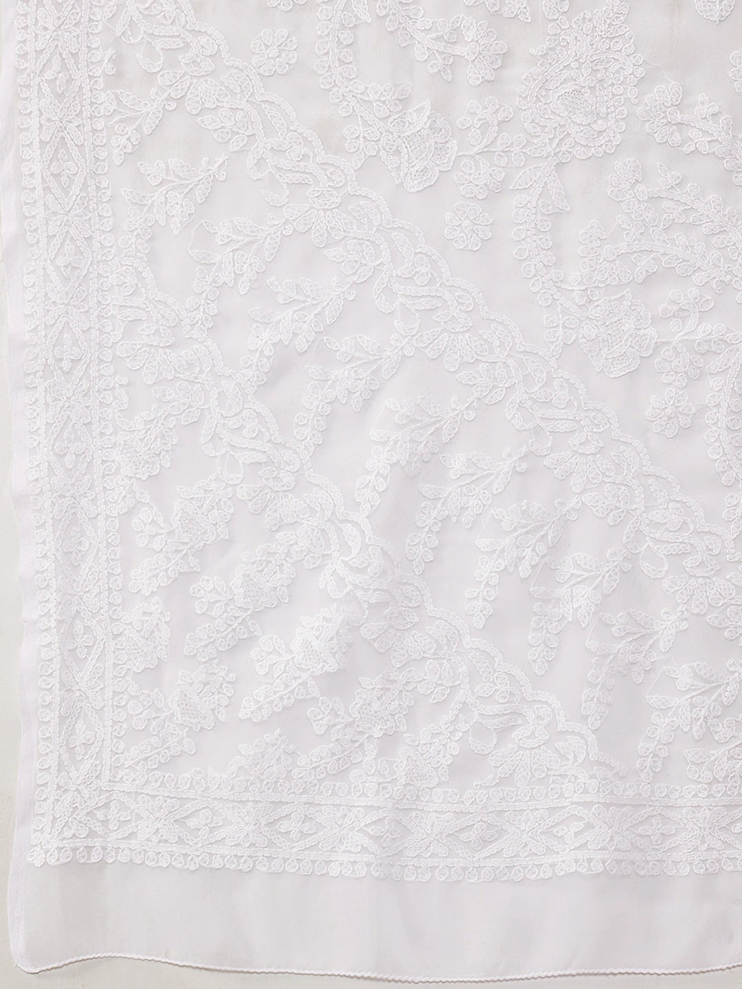 Ada Hand Embroidered White Georgette Lucknowi Chikankari Saree with Blouse A129574