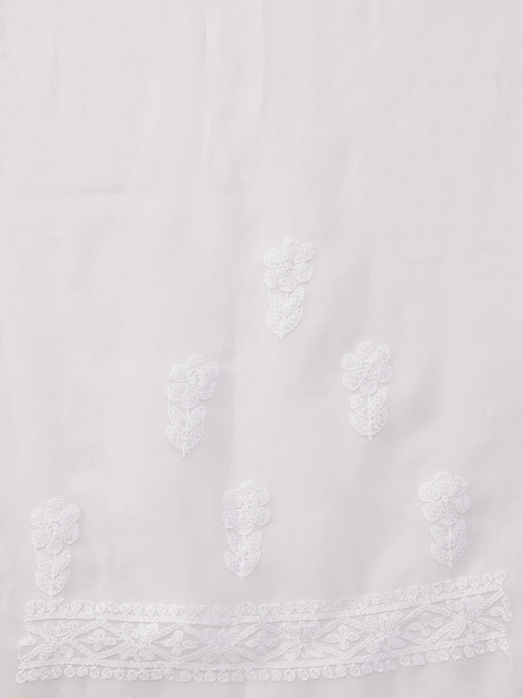 Ada Hand Embroidered White Georgette Lucknowi Chikankari Saree with Blouse A129574