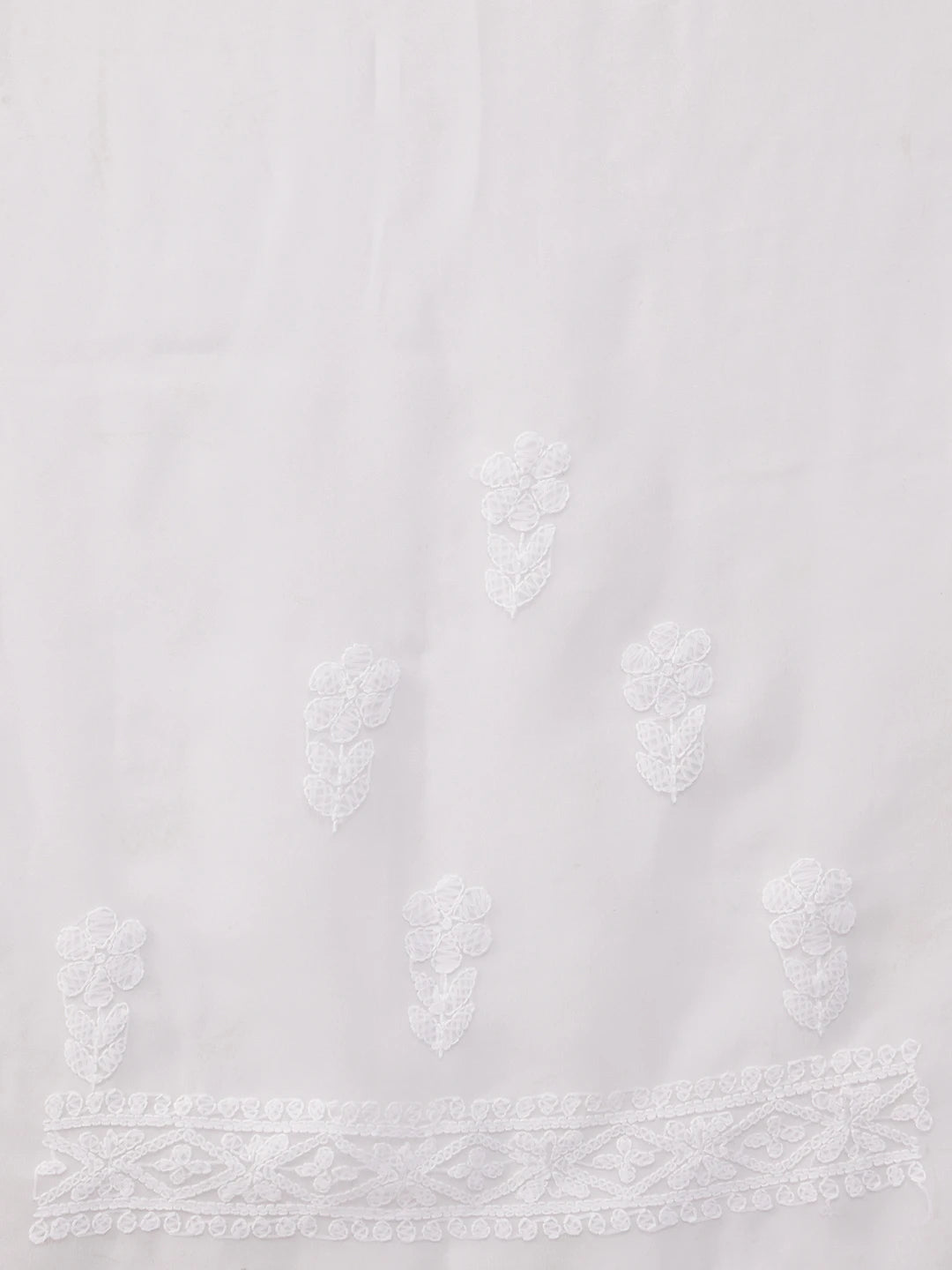 Ada Hand Embroidered White Georgette Lucknowi Chikankari Saree with Blouse A129574