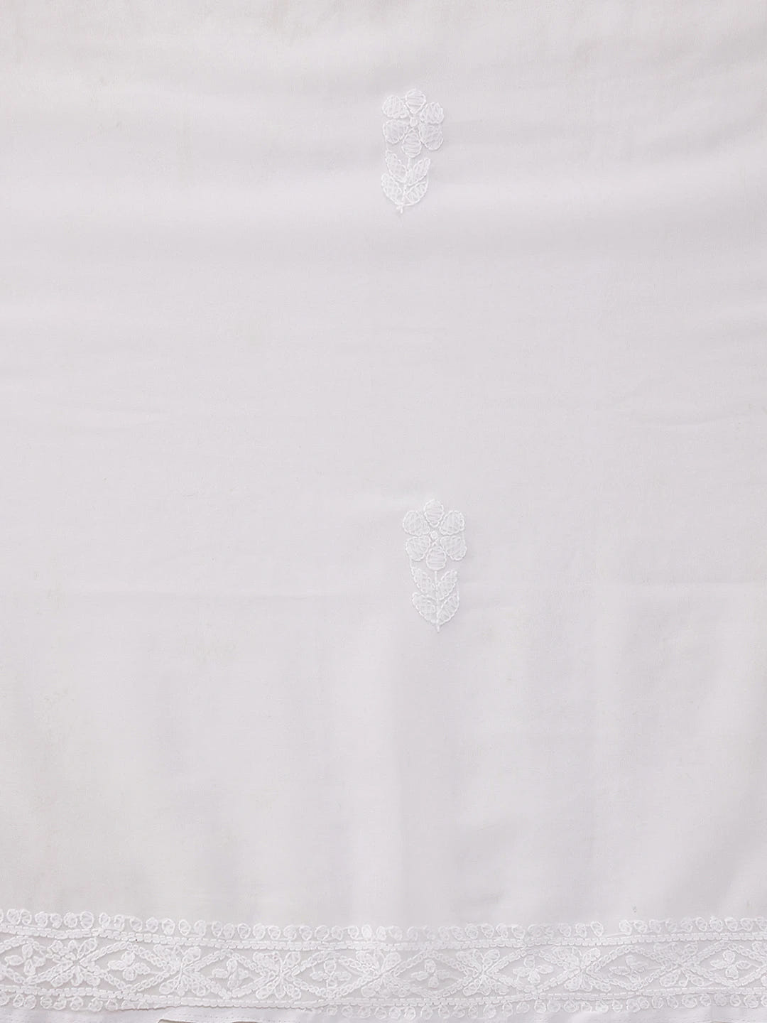 Ada Hand Embroidered White Georgette Lucknowi Chikankari Saree with Blouse A129574