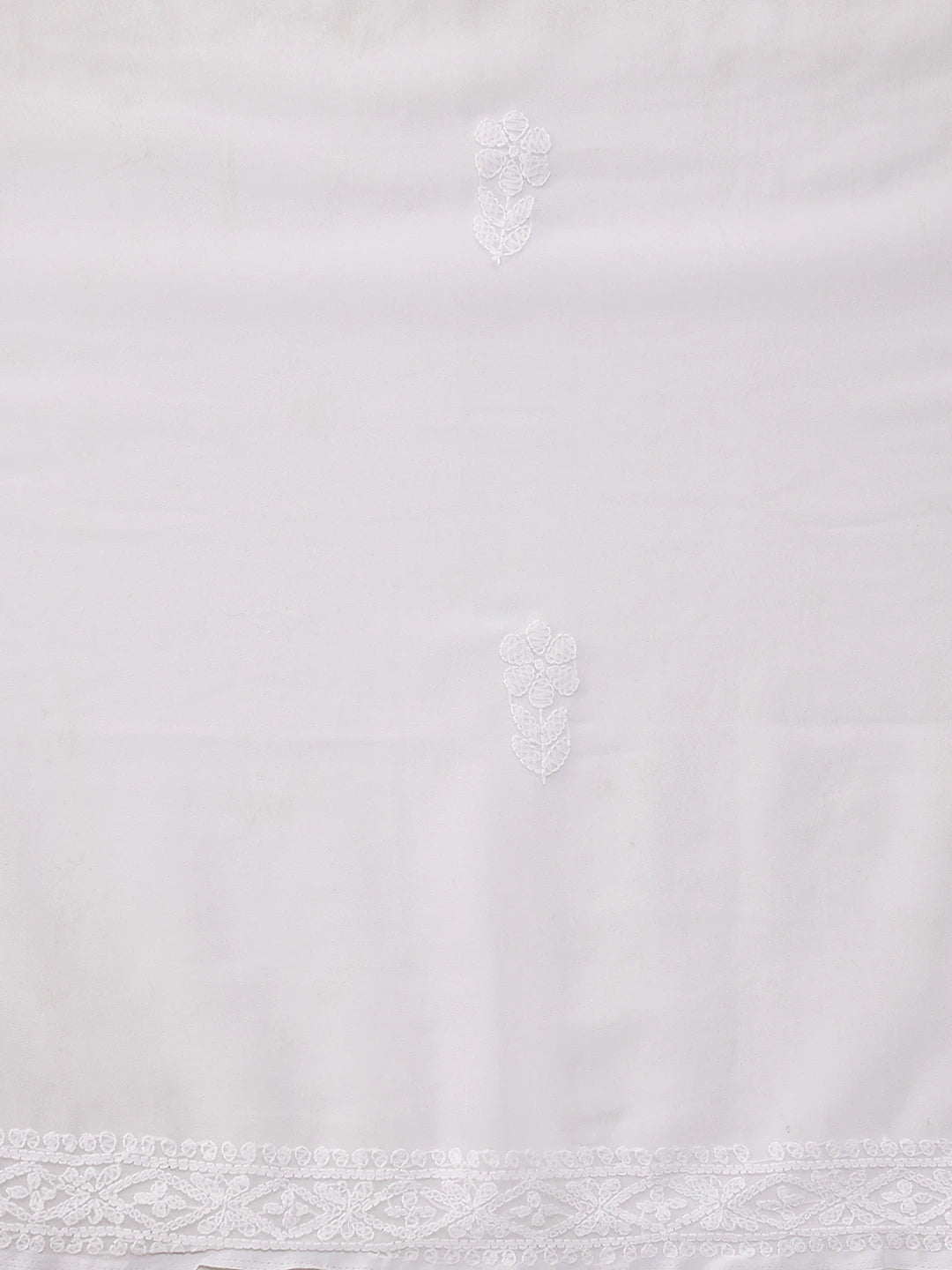 Ada Hand Embroidered White Georgette Lucknowi Chikankari Saree with Blouse A129574