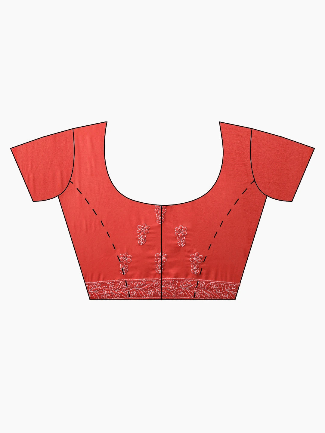 Ada Hand Embroidered Carrot Pink Georgette Lucknowi Chikankari Saree With Blouse A219386