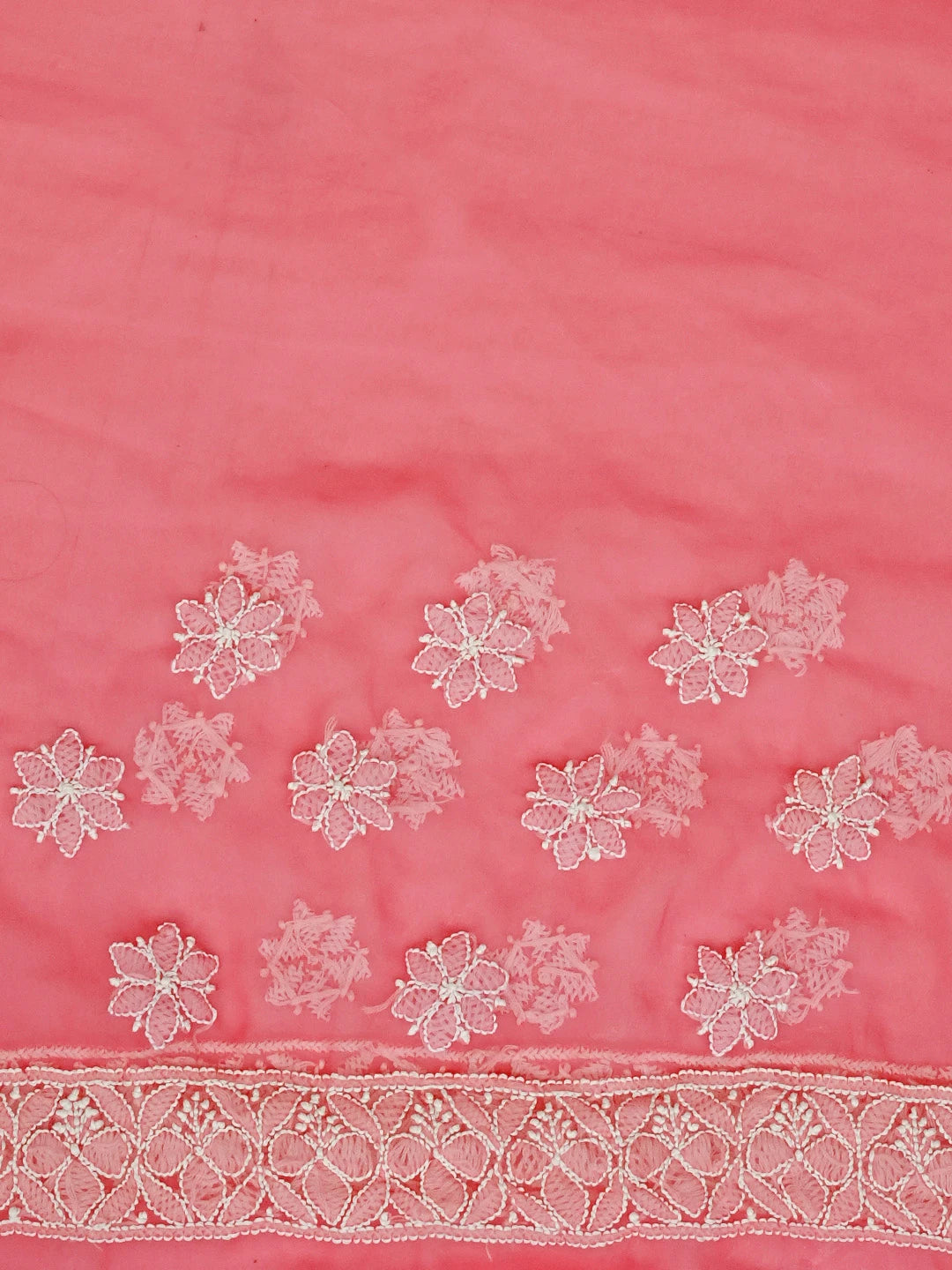 Ada Hand Embroidered Pink Georgette Lucknowi Chikankari Saree with Blouse 01A555858