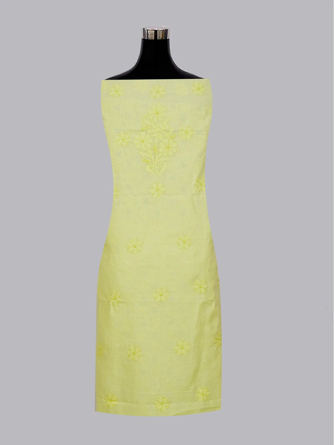 Ada Hand Embroidered Lime Green Cotton Lucknowi Chikankari Unstitched Suit Piece 01A558872