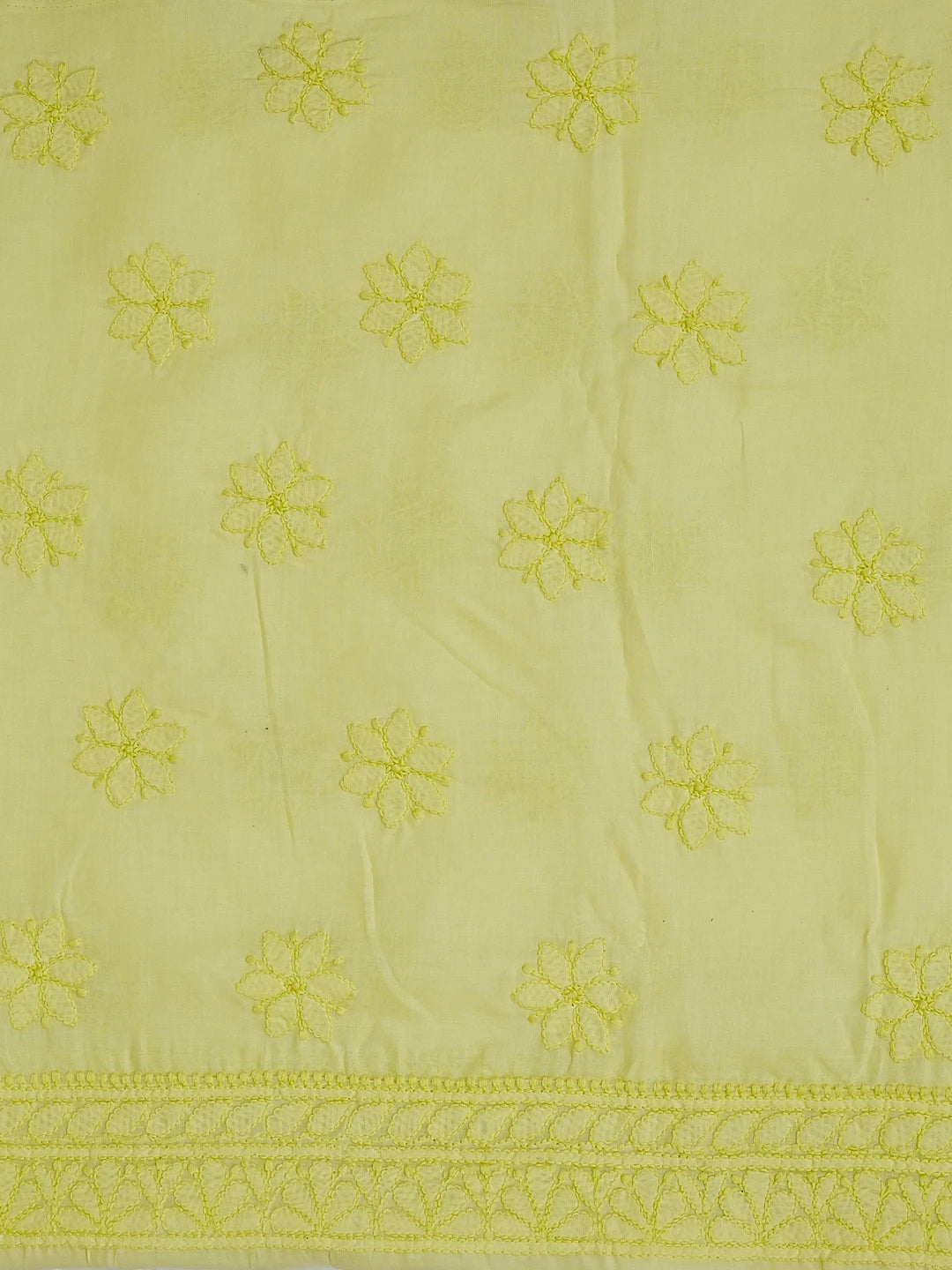 Ada Hand Embroidered Lime Green Cotton Lucknowi Chikankari Unstitched Suit Piece 01A558872