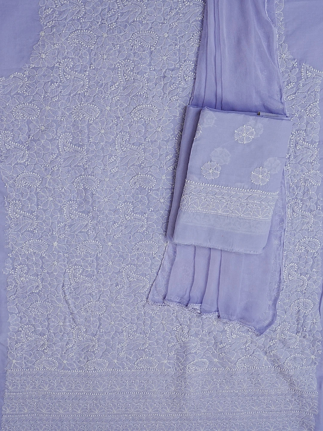 Ada Hand Embroidered Mauve Cotton Lucknowi Chikankari Unstitched Suit Set 01A558865
