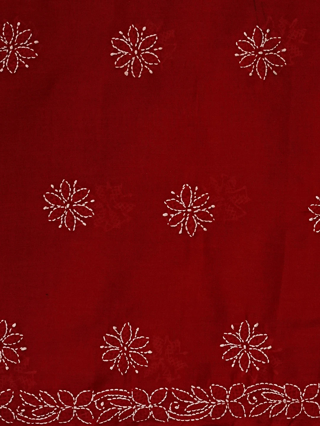 Ada Hand Embroidered Maroon Cotton Lucknowi Chikankari Unstitched Suit Set 01A558529