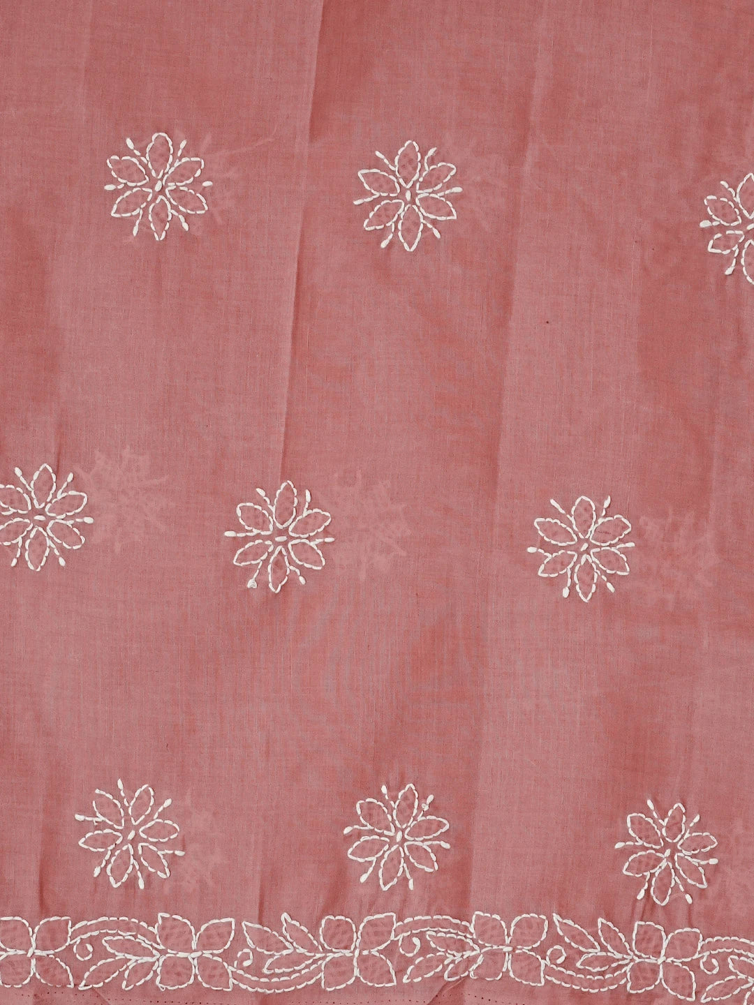 Ada Hand Embroidered Dusty Peach Cotton Lucknowi Chikankari Unstitched Suit Piece 01A558544