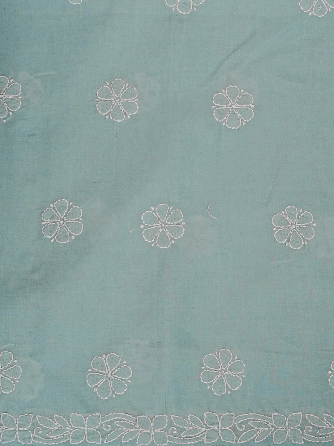 Ada Hand Embroidered Columbia Blue Cotton Lucknowi Chikankari Unstitched Suit Piece 01A558541
