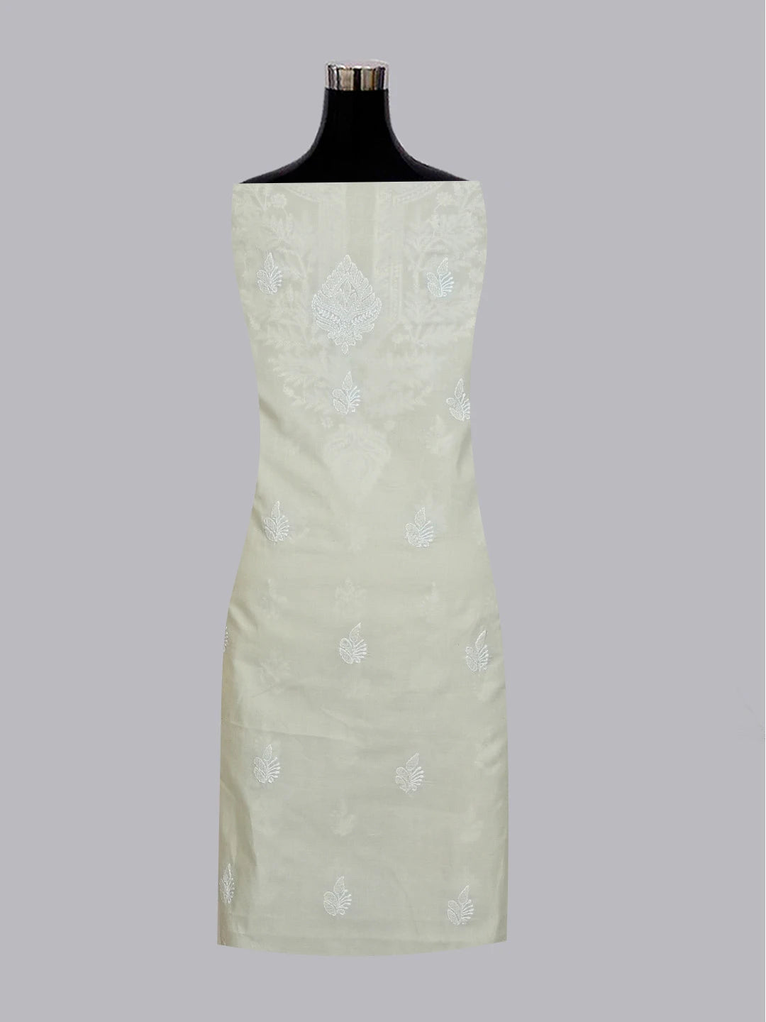 Ada Hand Embroidered Grey Cotton Lucknowi Chikankari Unstitched Suit Piece 01A561728