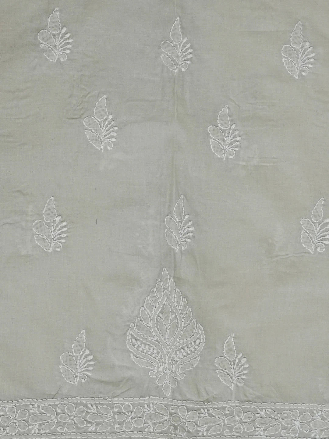 Ada Hand Embroidered Grey Cotton Lucknowi Chikankari Unstitched Suit Piece 01A561728