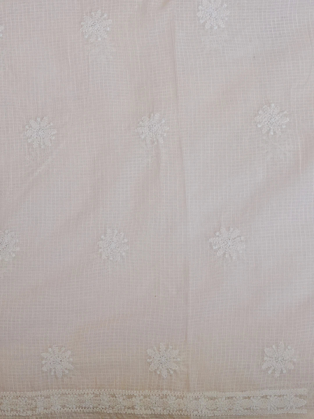 Ada Hand Embroidered Chic Peach Kota Lucknowi Chikankari Unstitched Kurta Dupatta Set 01A558195