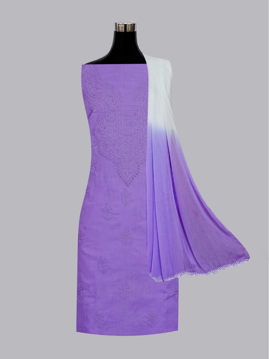 Ada Hand Embroidered Mauve Cotton Lucknowi Chikankari Unstitched Suit Piece 01A561708