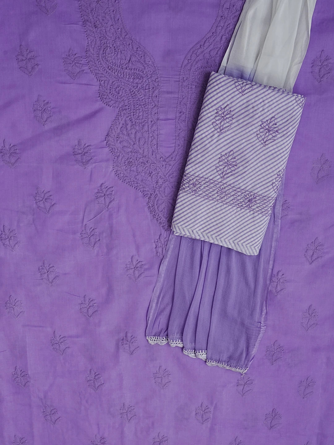 Ada Hand Embroidered Mauve Cotton Lucknowi Chikankari Unstitched Suit Piece 01A561708