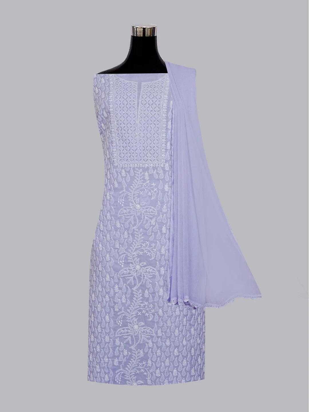 Ada Hand Embroidered Mauve Cotton Lucknowi Chikankari Unstitched Suit Piece 01A558850