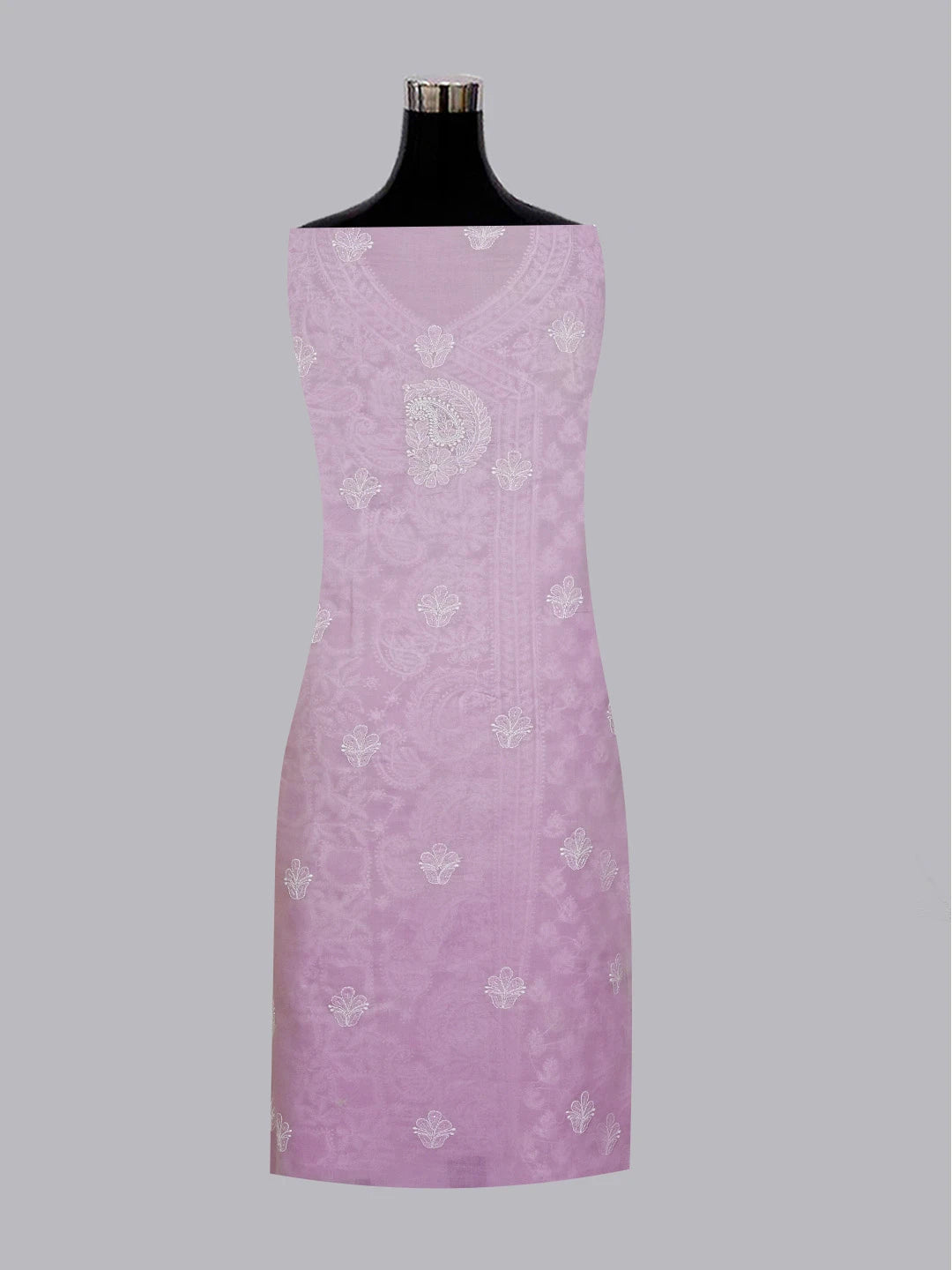 Ada Hand Embroidered Lavender Cotton Lucknowi Chikankari Unstitched Suit Piece With Cutdana Work 01A554374