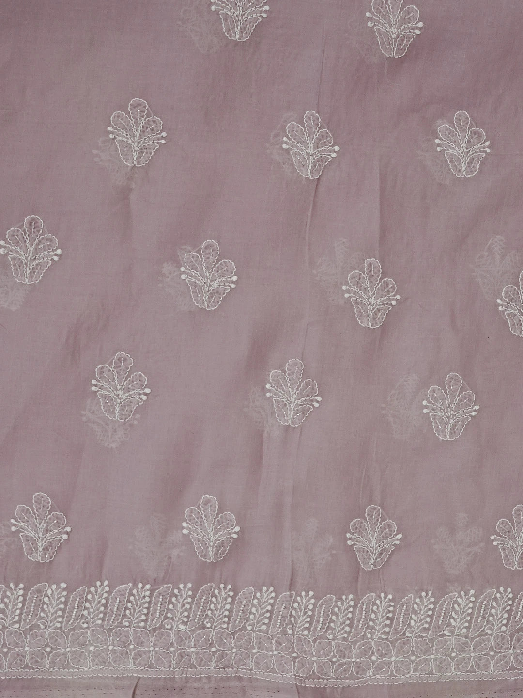 Ada Hand Embroidered Lavender Cotton Lucknowi Chikankari Unstitched Suit Piece With Cutdana Work 01A554374