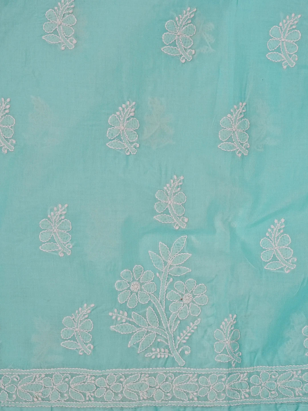 Ada Hand Embroidered Blue Cotton Lucknowi Chikankari Unstitched Suit Set 01A561752