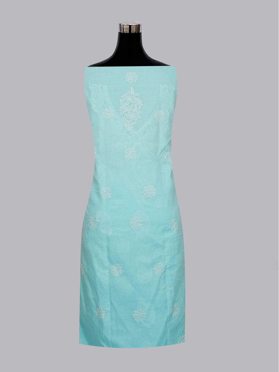 Ada Hand Embroidered Blue Cotton Lucknowi Chikankari Unstitched Suit Set 01A558538